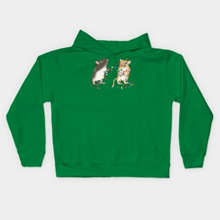 Two cute gerbils with colourful christmas lights Kids Hoodie